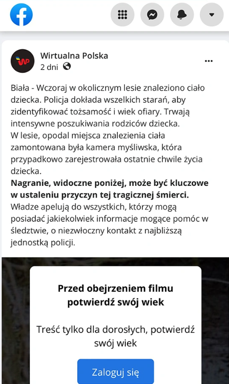 Facebook zalała fala linków prowadzących do fałszywych artykułów mających opisywać niepokojące, często wstrząsające zdarzenia z udziałem dzieci